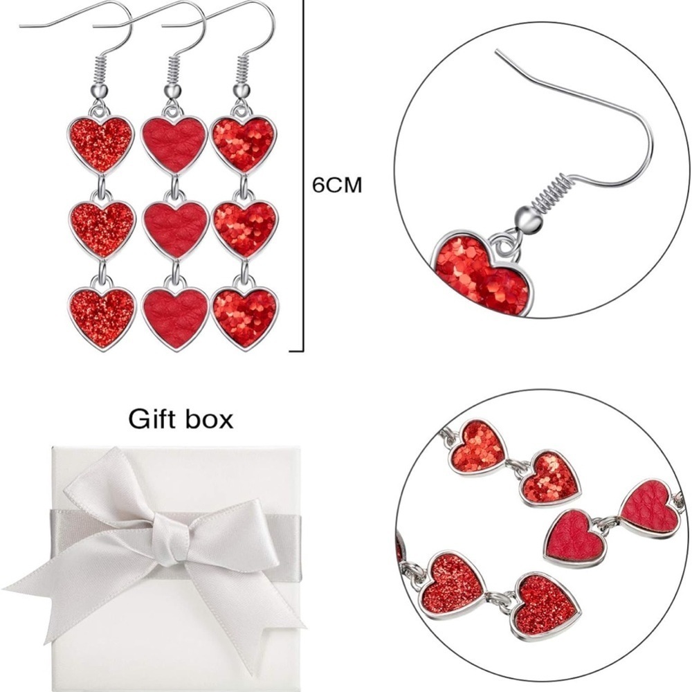 Heart Dangle Earrings NWT - Picture 4 of 5